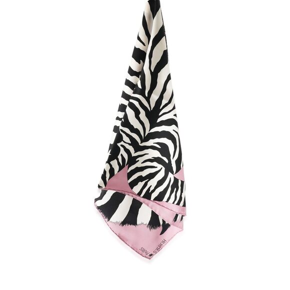 Hermès Pink Black White Silk Pegasus Zebra Scarf 90 - Picture 2 of 4